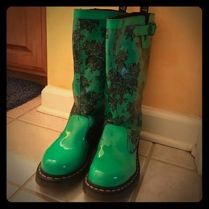 Dr. Martens shiny green Rain Boots