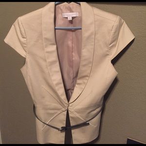 Blazer with cap sleeves and belt