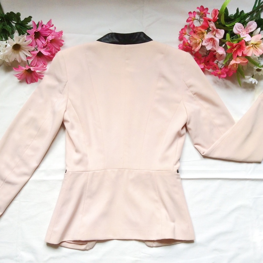 Blush pink or nude fitted blazer leather accent - Picture 3 of 7