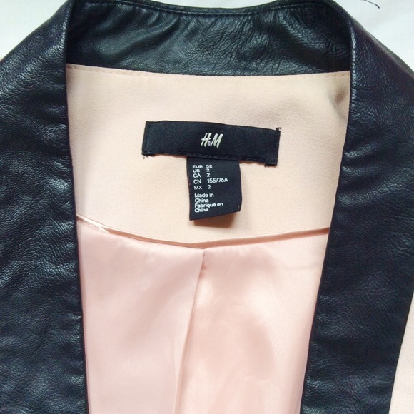 Blush pink or nude fitted blazer leather accent - Picture 4 of 7