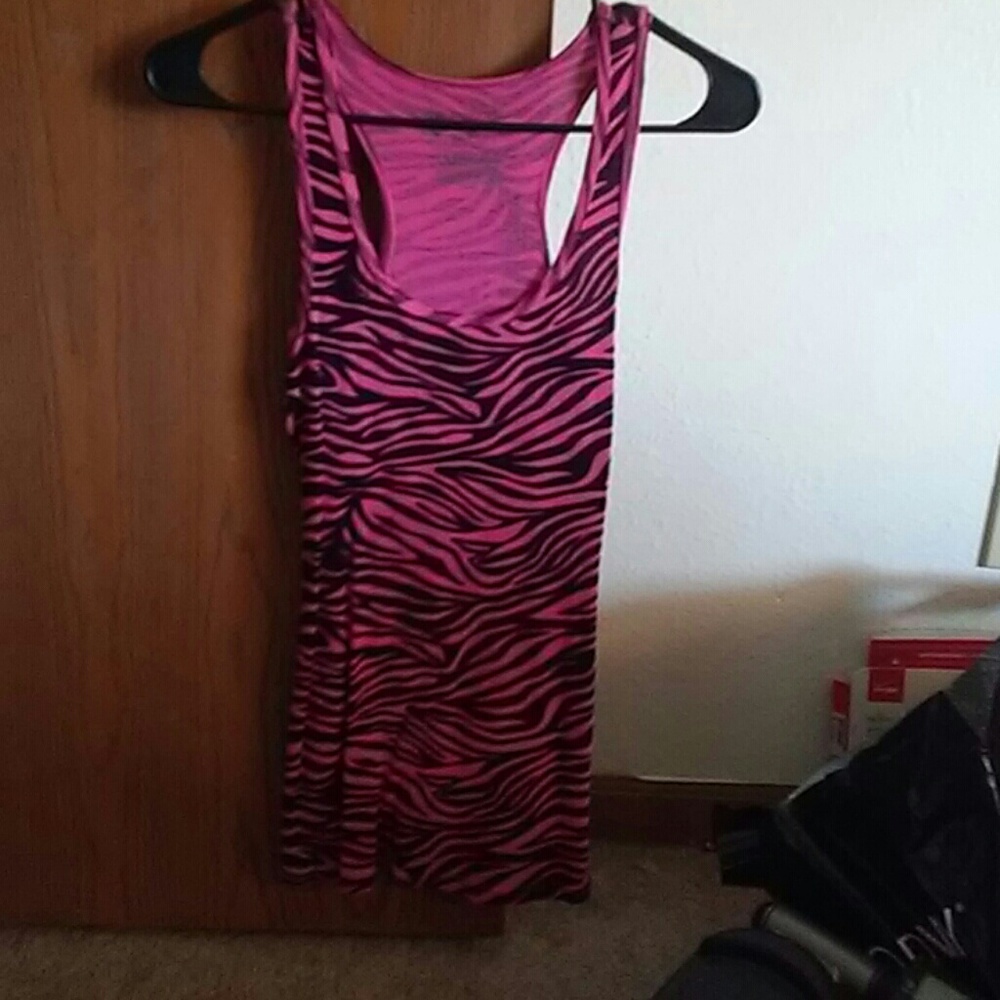 Hot pink and zebra striped tank top