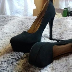 Black sued 6 inch heels