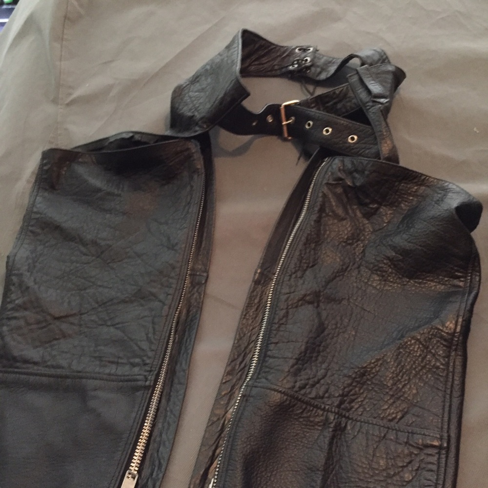 Leather biker chaps