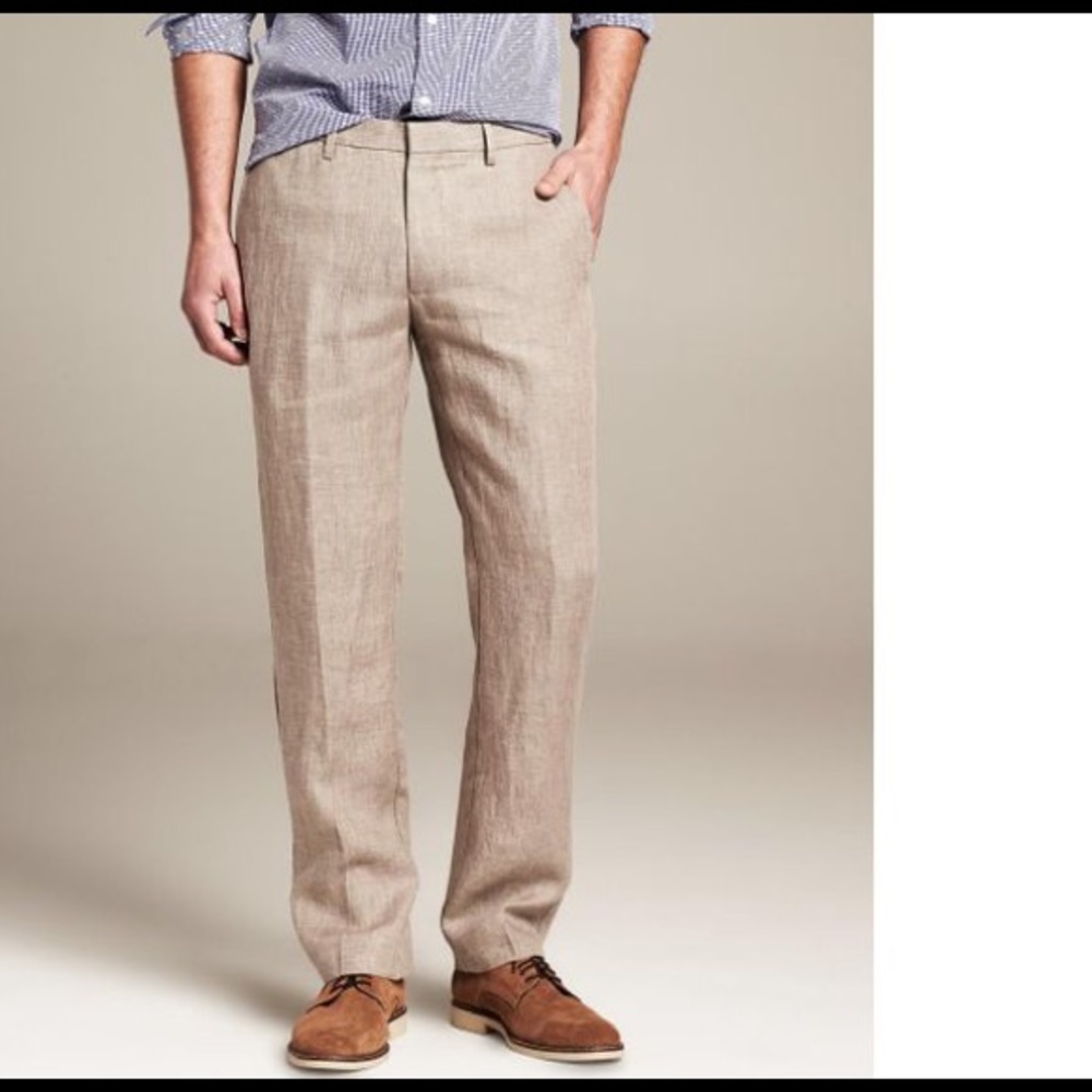 Banana Republic Dawson Linen Pants Relaxed - Acorn