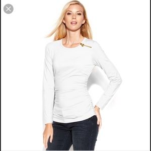 Michael Long Sleeve Crew Neck Zipper Top