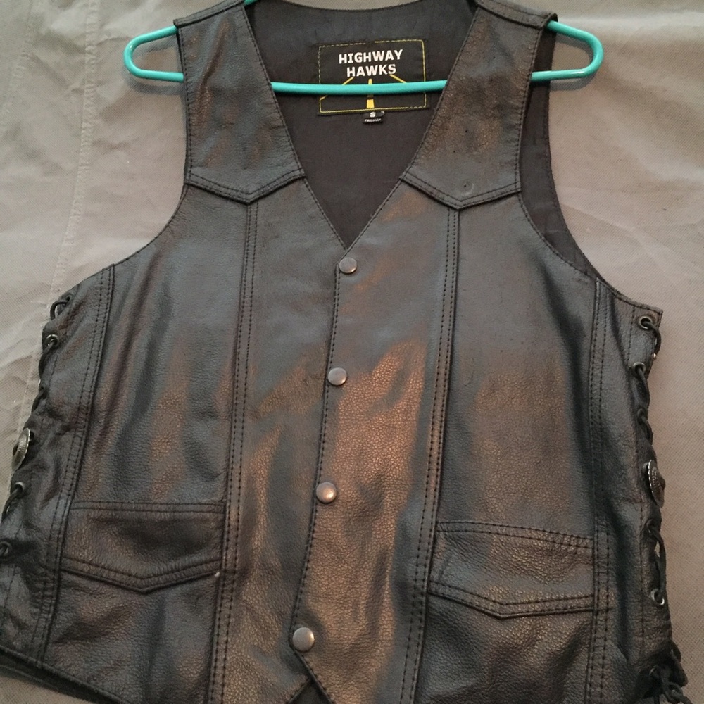 Leather biker vest