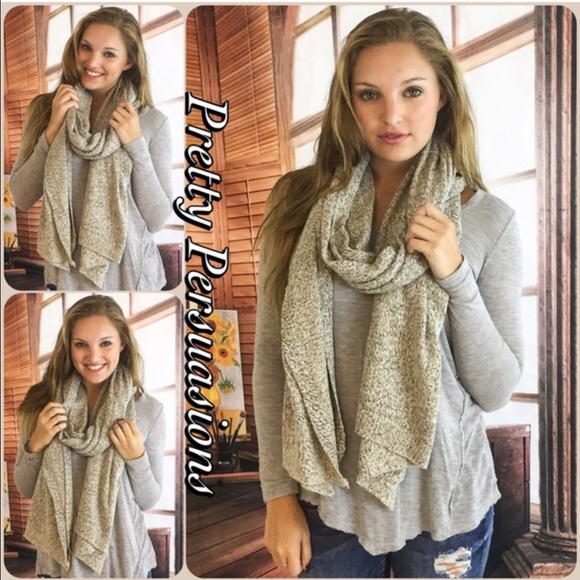 Thick Cozy Knit Scarf Wrap Gray, Burgundy & Beige - Picture 6 of 8