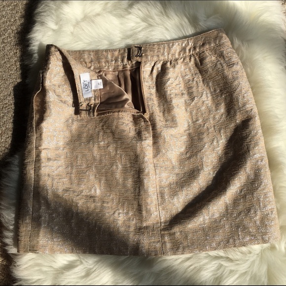 Gorgeous LOFT Silver/Gold Tan Mini Skirt - SZ: 4P - Picture 7 of 8