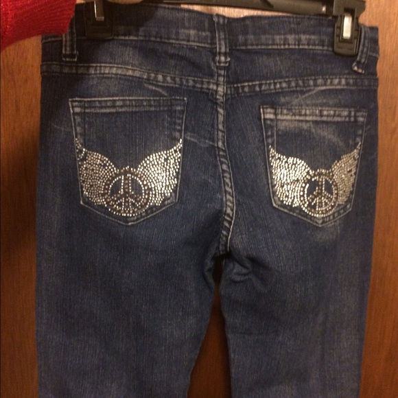 Size 7/8 Denim Jeans w/ bling - Picture 1 of 4