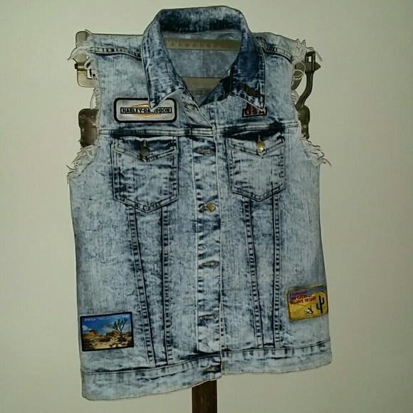 Coachella/Cali/Mojave Desert/Distressed Denim Upcycle Vest - Picture 3 of 8