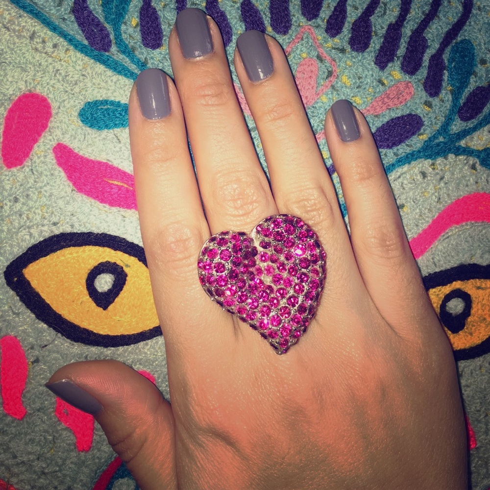 Hot pink heart ring.