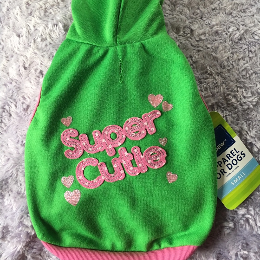 New Green & Pink "Super Cutie" Doggie Hoodie