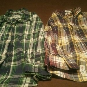 $7 Two plaid long sleeve button down shirts