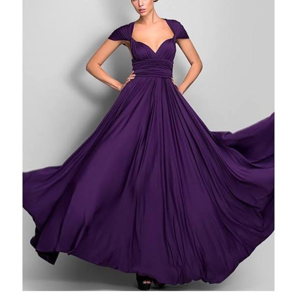 Bridesmaid Dress Floor-length  Convertible Purple