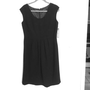 Tahari black dress with front pleats