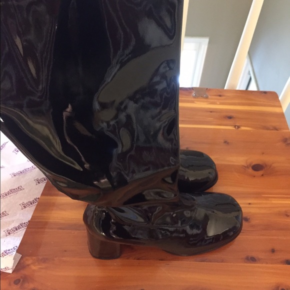 black patent gogo boots