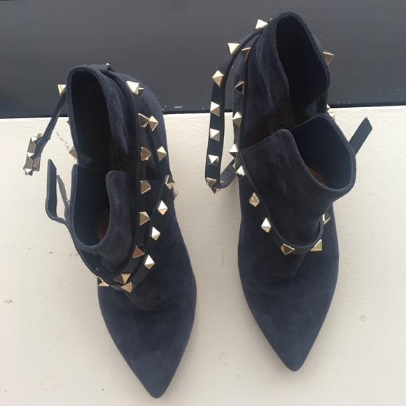 Valentino Rockstud Blue suede ankle booties - Picture 2 of 4