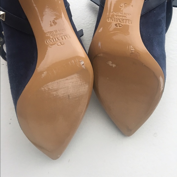 Valentino Rockstud Blue suede ankle booties - Picture 3 of 4