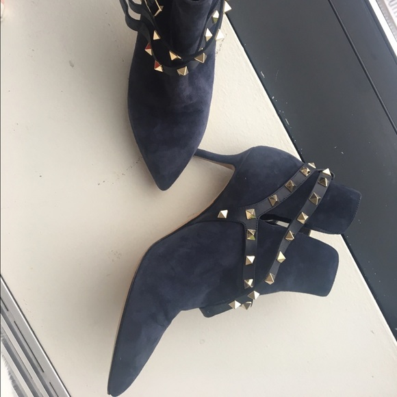 Valentino Rockstud Blue suede ankle booties - Picture 4 of 4