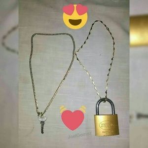 Funny key lock set necklace