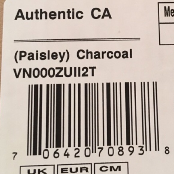 Vans Authentic CA Paisley Charcoal Sneakers - Picture 3 of 3