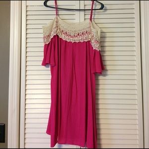 Kori Cold shoulder pink swing dress