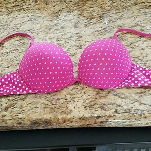 Pink polka dotted victoria secret bra