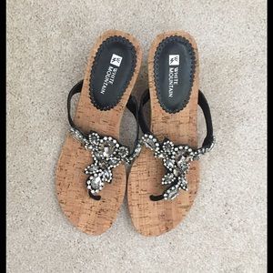 White Mountain jeweled sandals.
