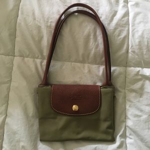 Olive green Longchamp tote