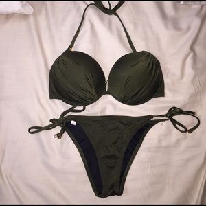 32DD/SM olive green Victoria's Secret bikini