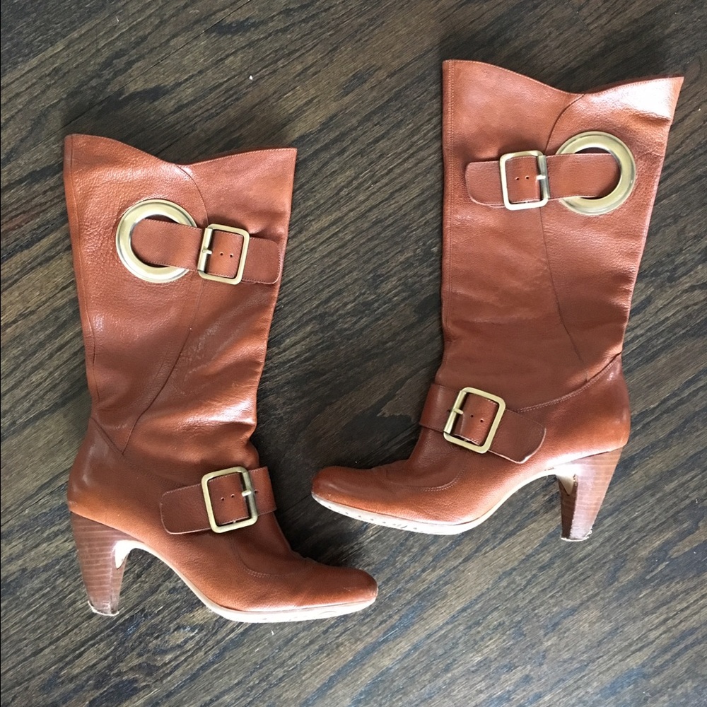 BCBG brown leather boots
