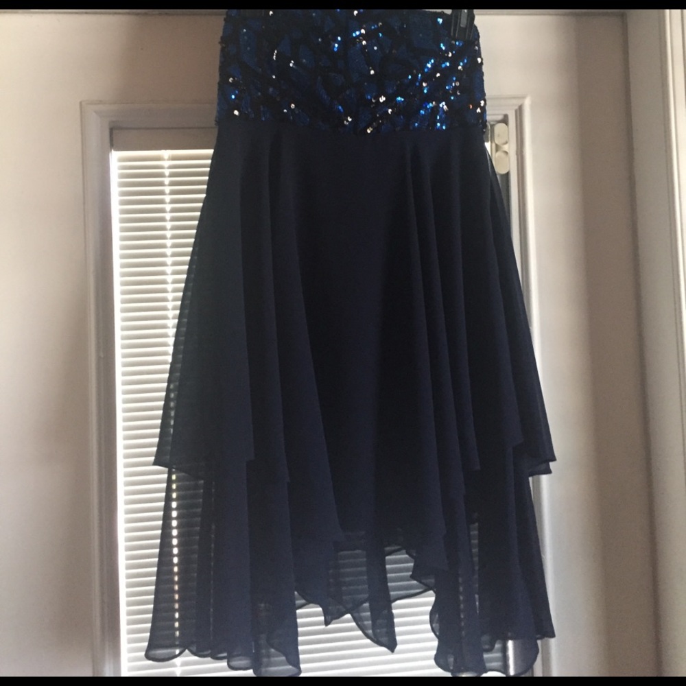 Blue hi low homecoming dress
