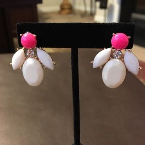Glam Hot Pink and White Earrings