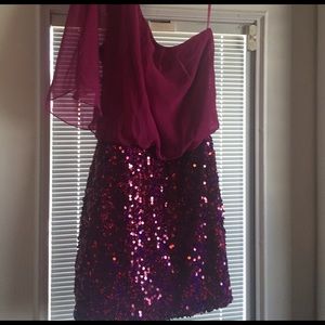 One shoulder pink homecoming dress