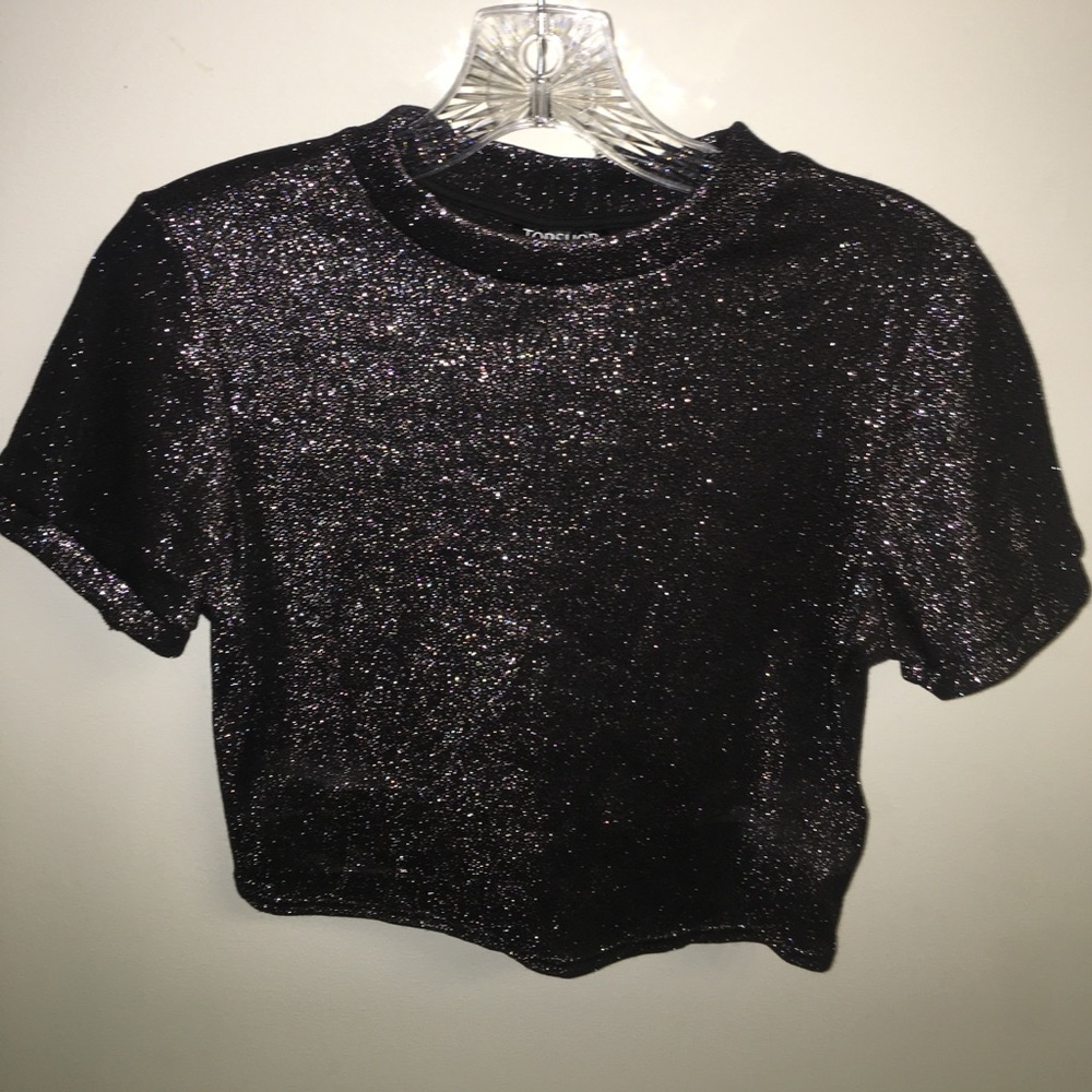 Black sparkle crop top
