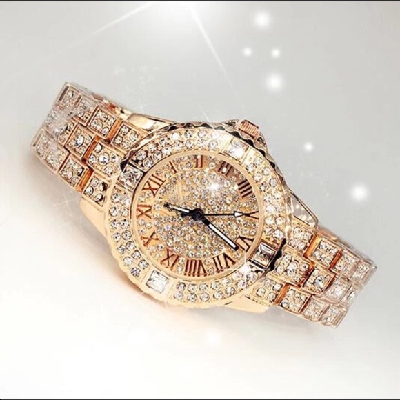 Silver or Gold Crystal Wristwatch - Picture 3 of 6