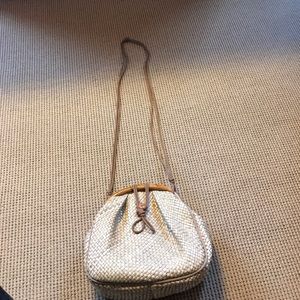 Crossbody Wood Frame Woven Purse