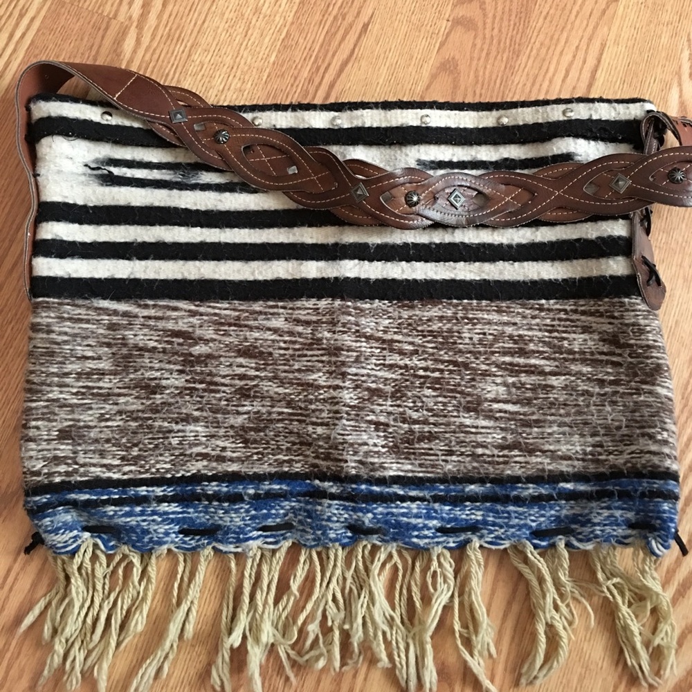 XL Wool woven horse blanket tote bag