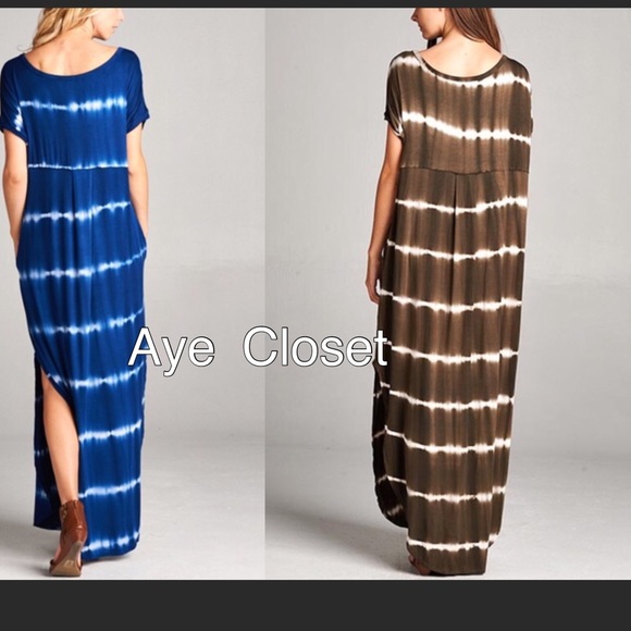 Maxi dress tie dyed ombré oversized sold pockets - Picture 4 of 5