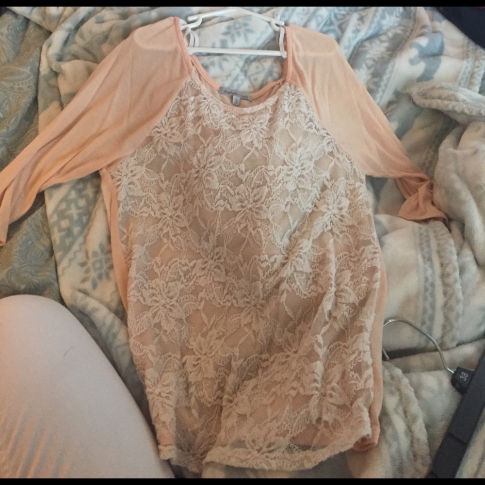 Peach lace shirt