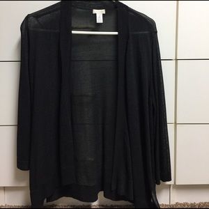 Chico's lightweight sheer black open cardigan