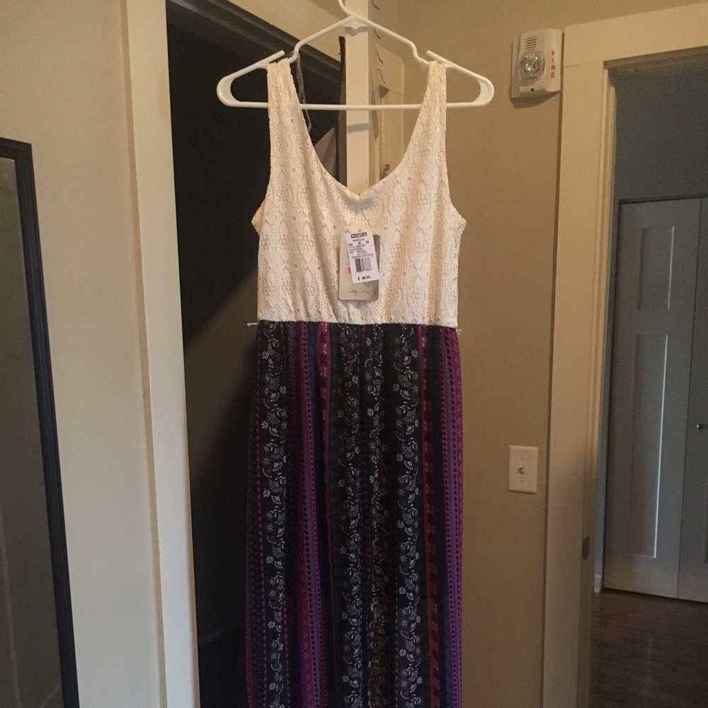 Lace and floral maxi dress