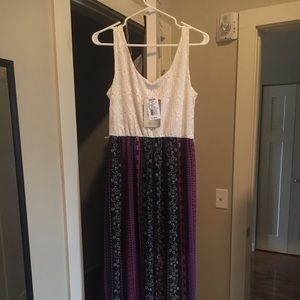 Lace and floral maxi dress