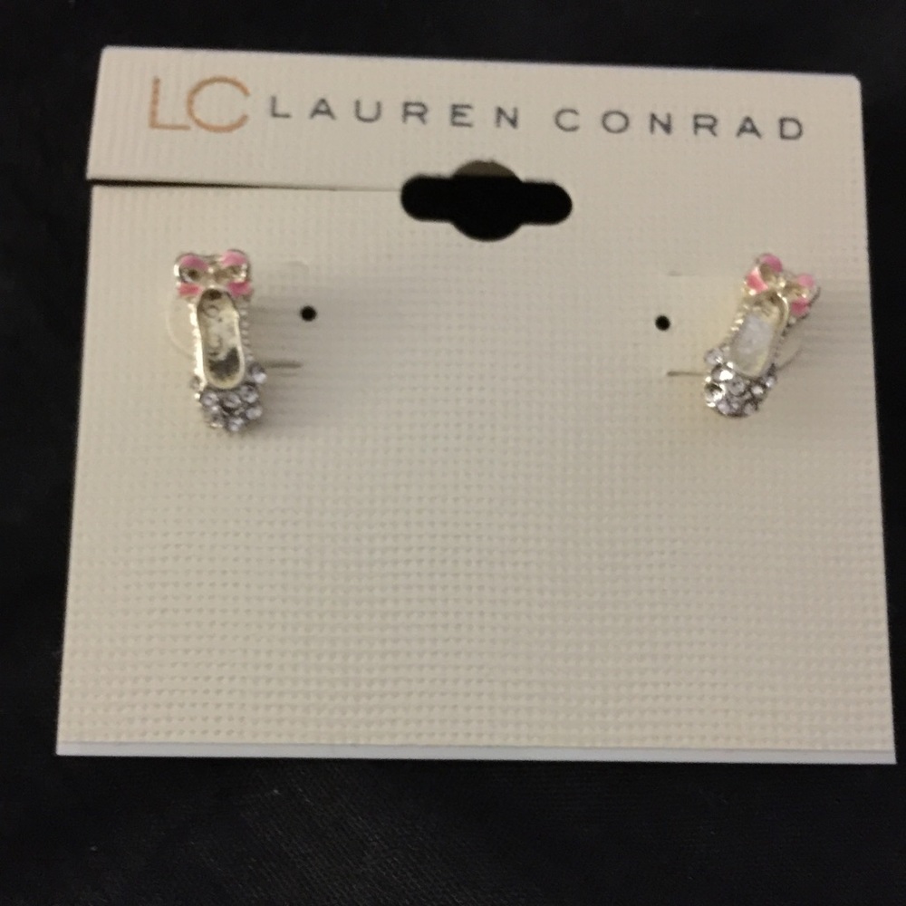 Silver slipper earrings studs