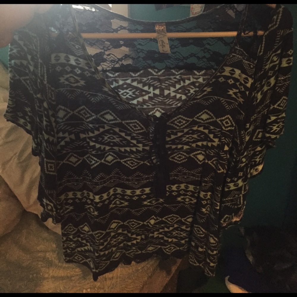 Blue tribal top