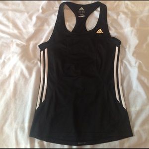 Black adidas tank. Mesh back.