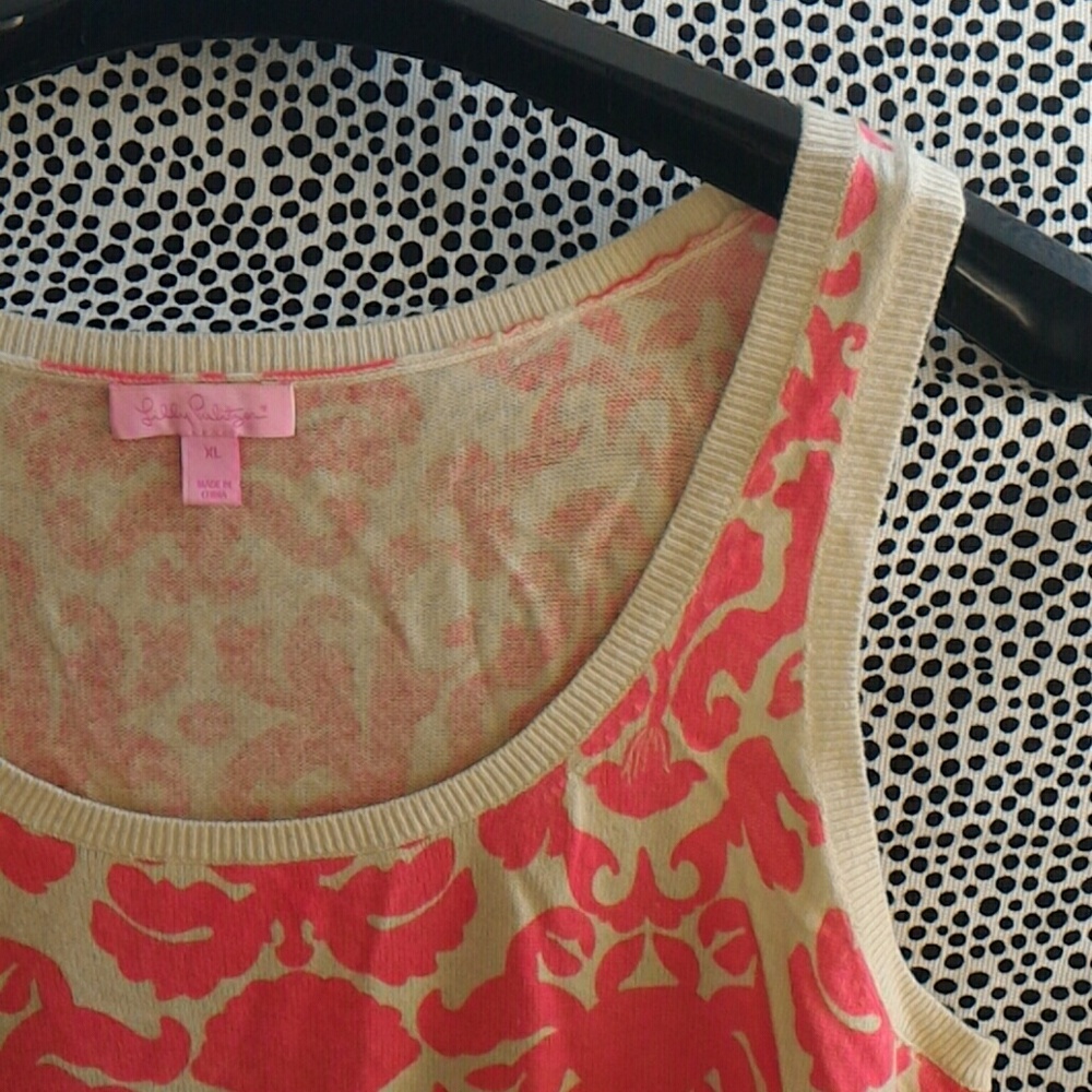 Lilly Pulitzer pink and cream cashmere top