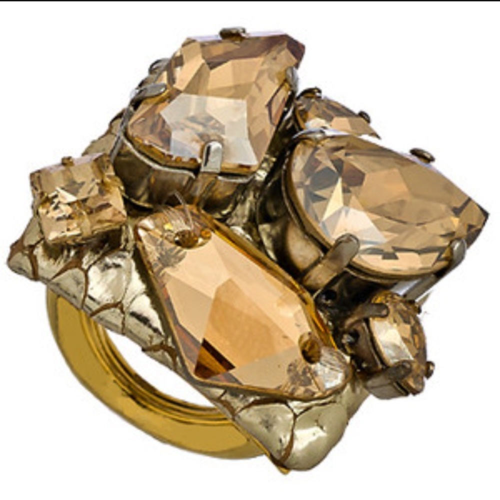 Ted Rossi gold python and crystal cocktail ring