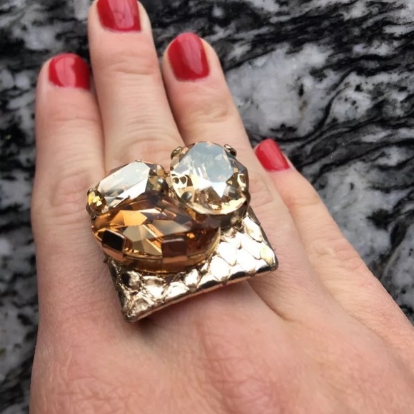 Ted Rossi gold python and crystal cocktail ring - Picture 3 of 6