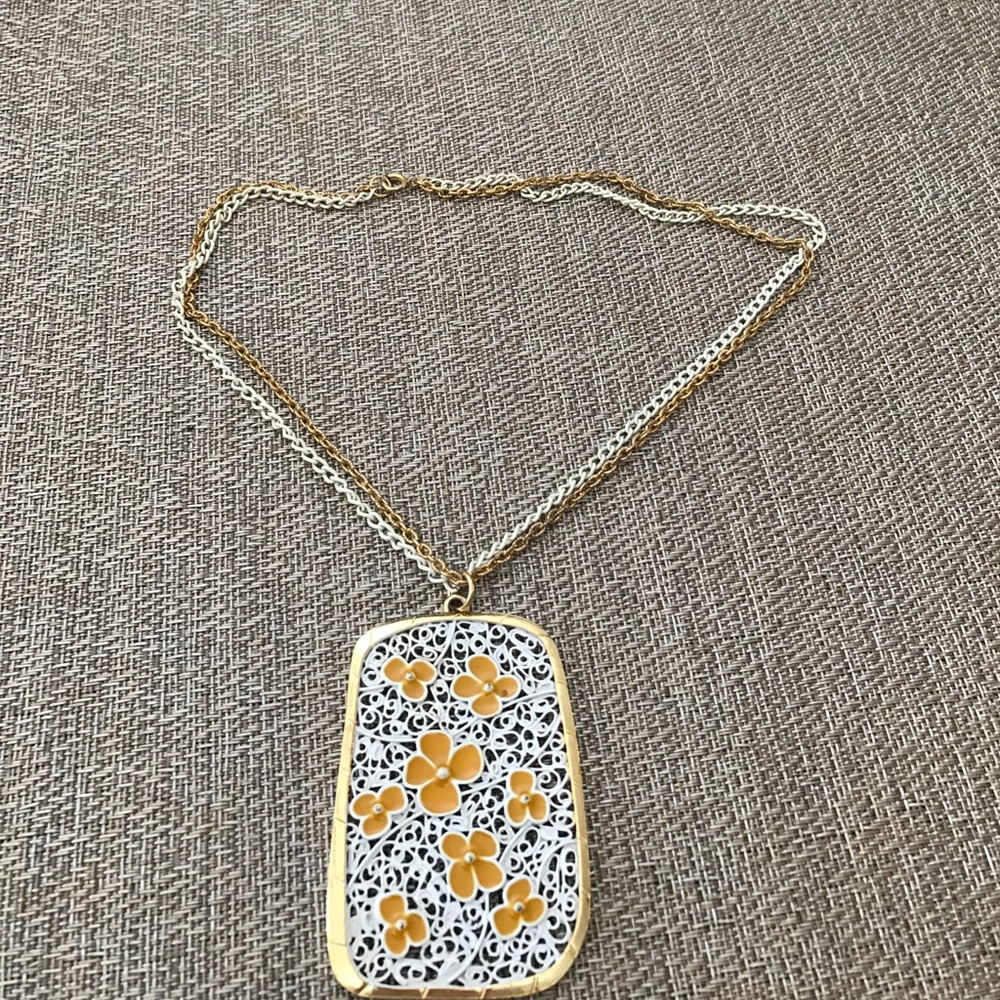 Vintage Spring Rectangular Medallion Necklace - image 1